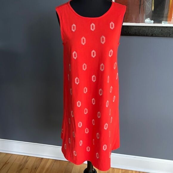 Nic + Zoe poppy stretch knit embroidered medallion shirt midi dress. Small. - Picture 3 of 8